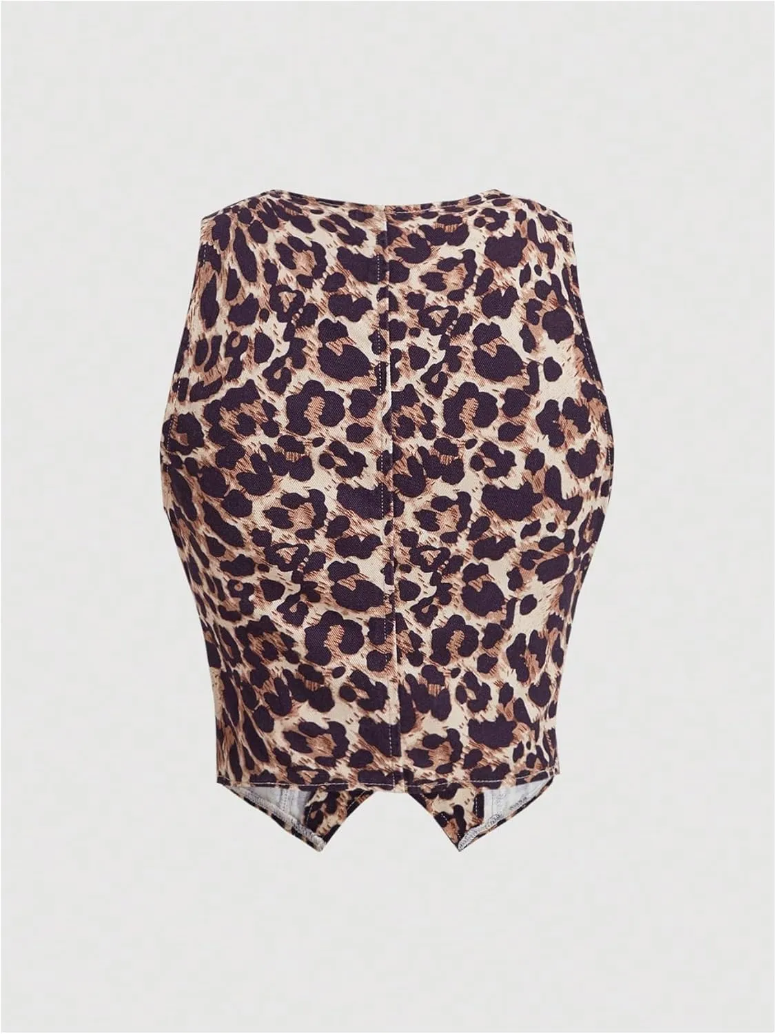 Milumia Women Leopard Print Vest V Neck Button Down Sleeveless Blazer Waistcoat