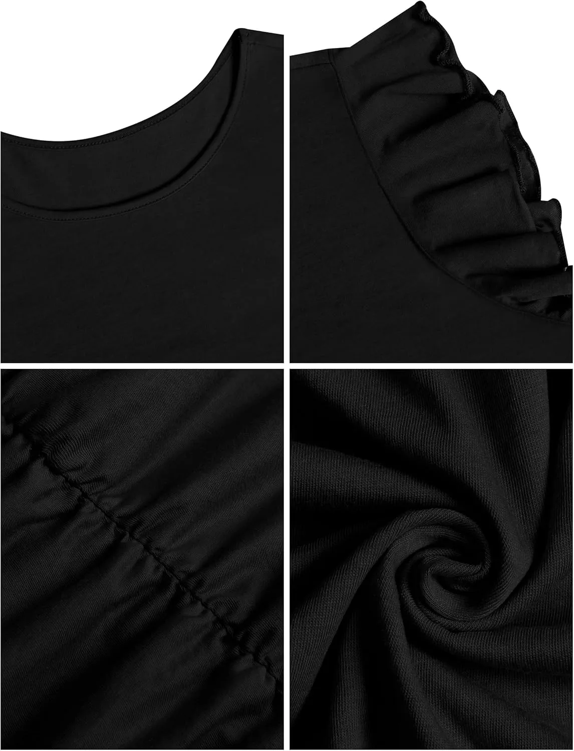Missufe Women's Flutter Sleeve Ruched Bodycon Ruffle Mini Sundress Cotton Summer Casual Dress