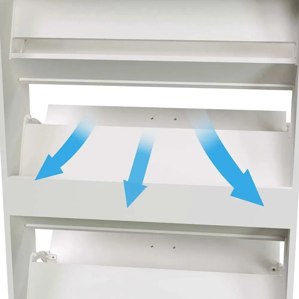 Narrow Shoe Storage Cabinet with 3 Flip Drawers, Hidden Wood Entryway Organizer