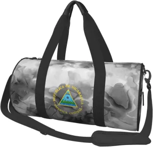 Nicaragua National Emblem Convertible Garment Bag with Shoulder Strap, Carry on Garment Duffel Bag for Men Women - Rolling Foldable for Travel Luggage Bags (Black)