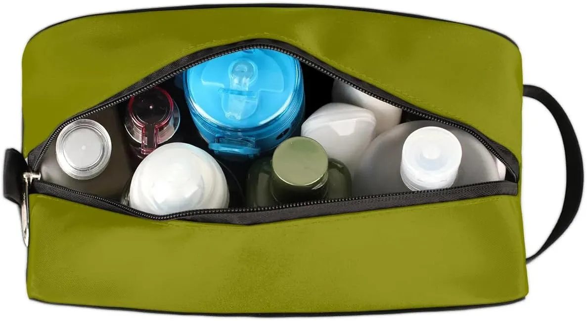 Olive Travel Toiletry Bag Water-Resistant Cosmetic Makeup Shaving Bag Large Capacity with Handle for Travel Toiletries Accessories Sports