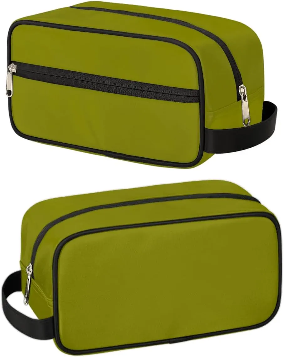 Olive Travel Toiletry Bag Water-Resistant Cosmetic Makeup Shaving Bag Large Capacity with Handle for Travel Toiletries Accessories Sports