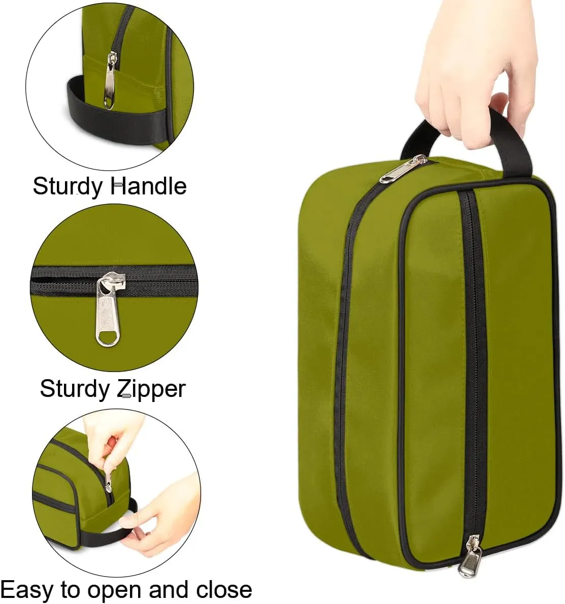 Olive Travel Toiletry Bag Water-Resistant Cosmetic Makeup Shaving Bag Large Capacity with Handle for Travel Toiletries Accessories Sports