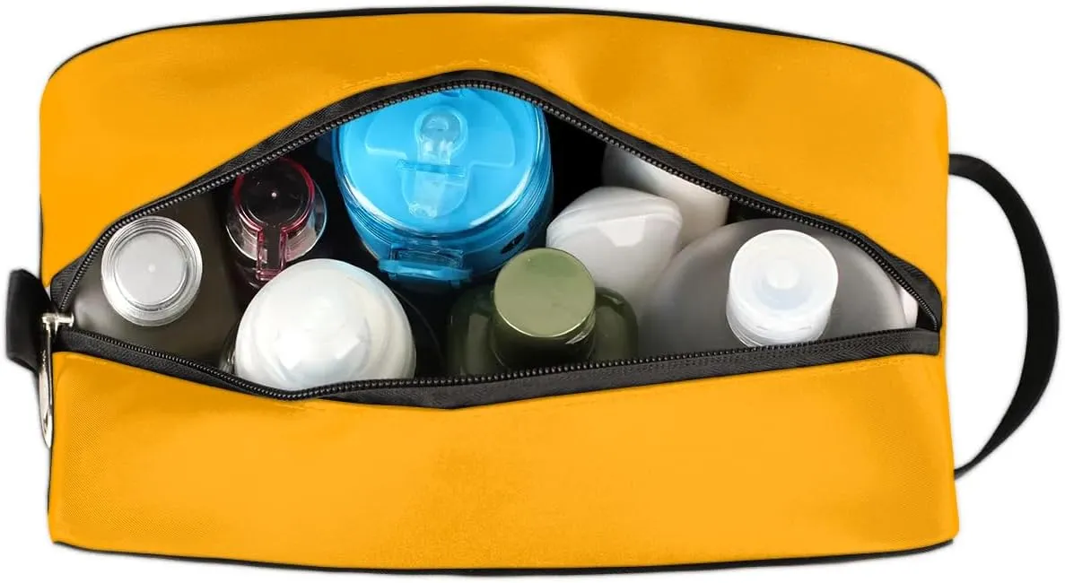 Orange Travel Toiletry Bag Water-Resistant Cosmetic Makeup Shaving Bag Large Capacity with Handle for Travel Toiletries Accessories Sports