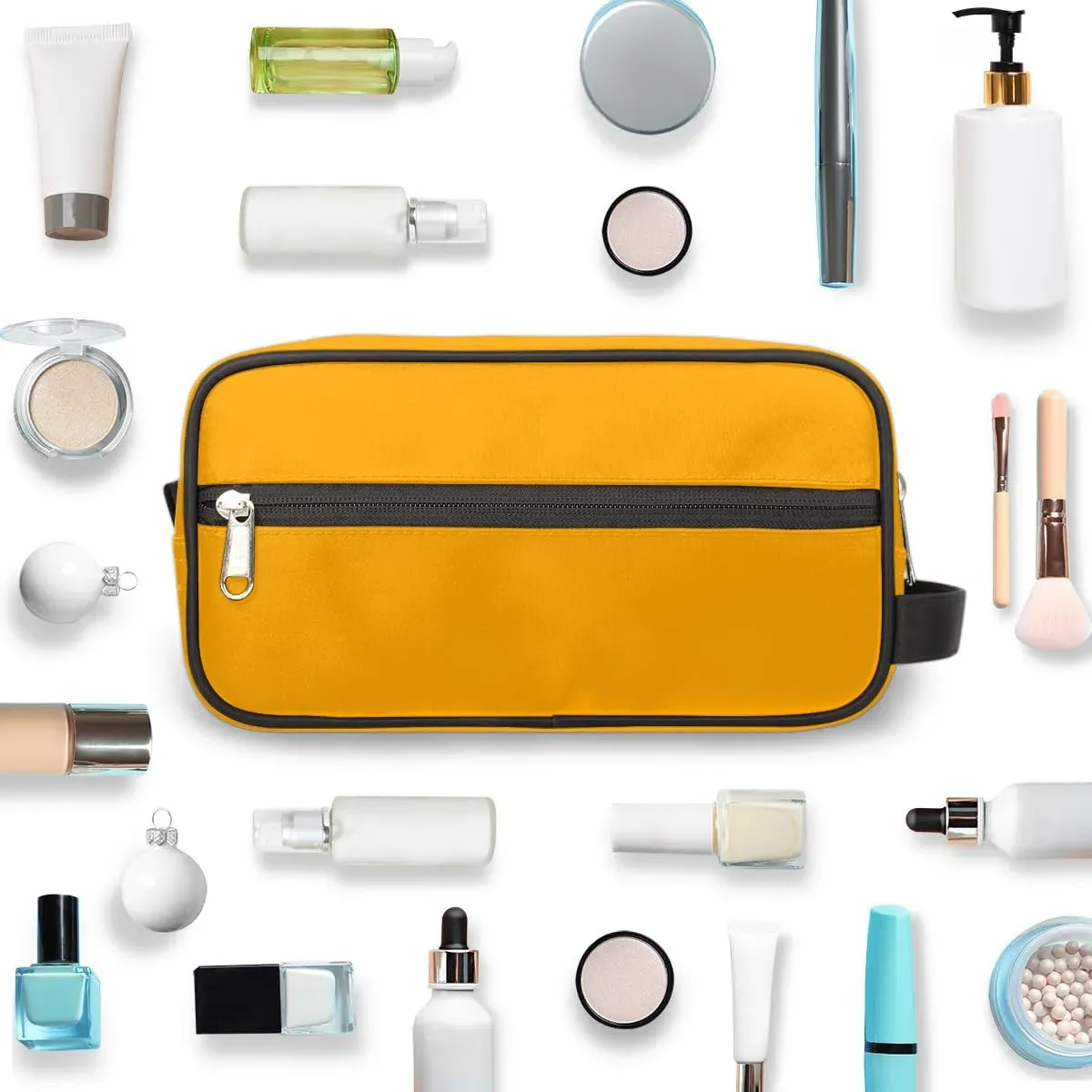 Orange Travel Toiletry Bag Water-Resistant Cosmetic Makeup Shaving Bag Large Capacity with Handle for Travel Toiletries Accessories Sports