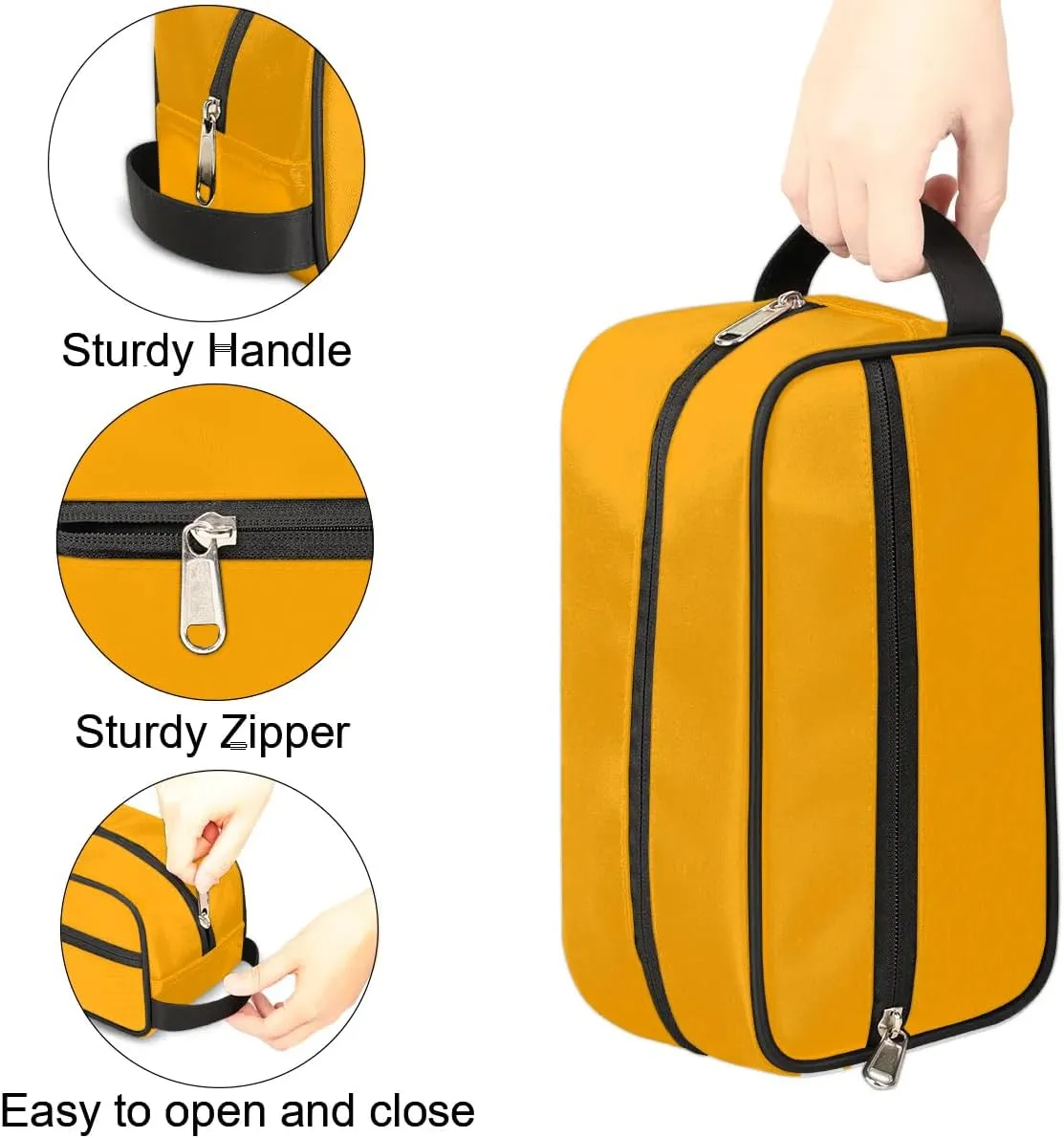 Orange Travel Toiletry Bag Water-Resistant Cosmetic Makeup Shaving Bag Large Capacity with Handle for Travel Toiletries Accessories Sports