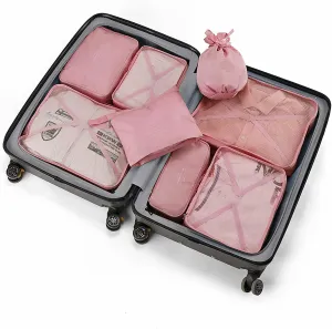 Packing Cubes 8-Pcs Travel Organizer Accessories Travel Luggage Storage Bag with Shoe Bag Toiletry Bags andUnderwear Bag,Pink