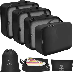 Packing Cubes for Travel,ADCKD Suitcase Organizer Including 7 Set for Travel,Packing Cubes in 4 Sizes (Extra Large, Large, Medium, Small),Black