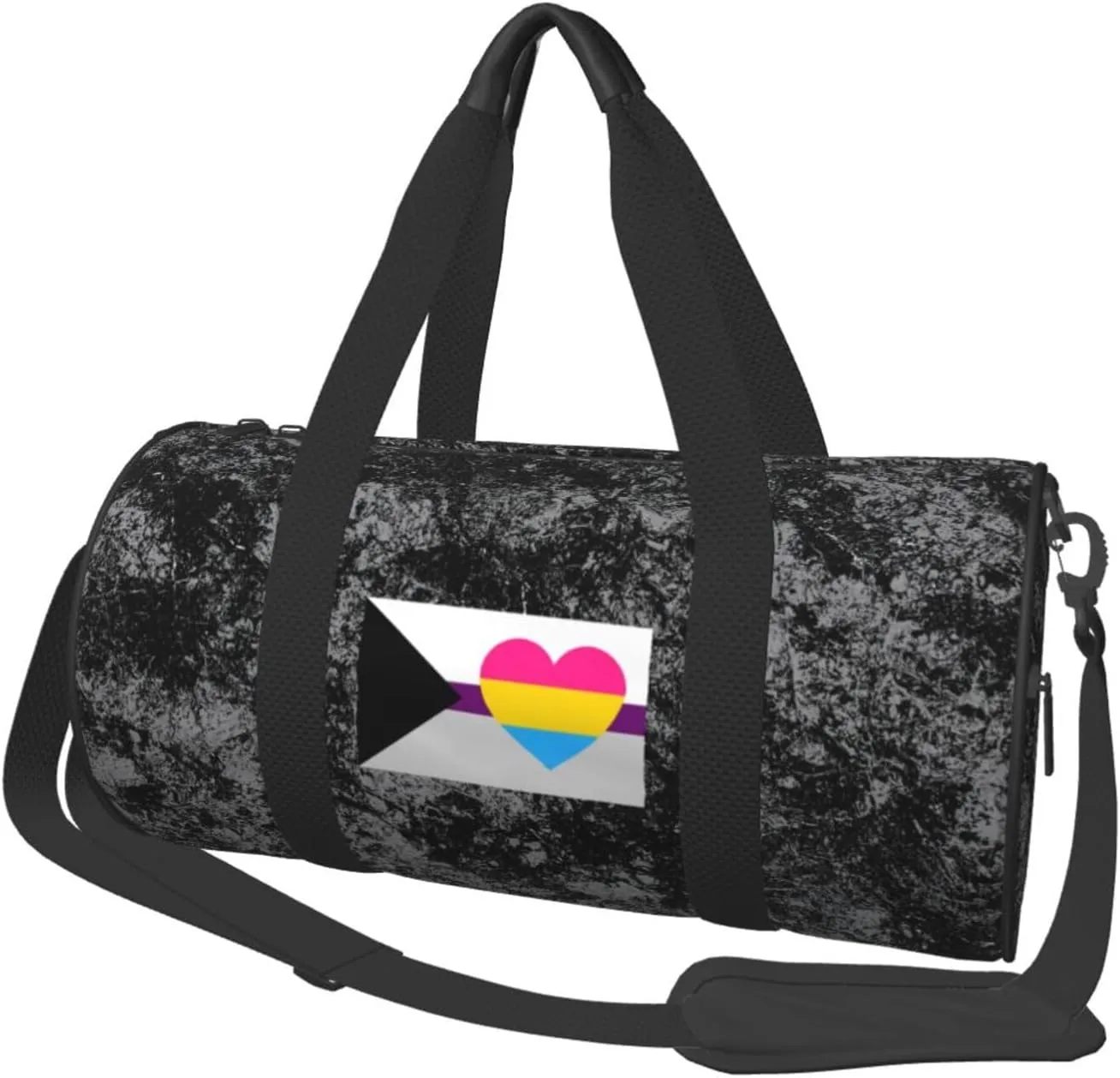 Panromantic Pride Flag Convertible Garment Bag with Shoulder Strap, Carry on Garment Duffel Bag for Men Women - Rolling Foldable for Travel Luggage Bags (Black)