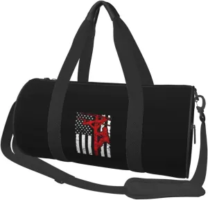 Patriotic Lineman American Flag Convertible Garment Bag with Shoulder Strap, Carry on Garment Duffel Bag for Men Women - Rolling Foldable for Travel Luggage Bags (Black)