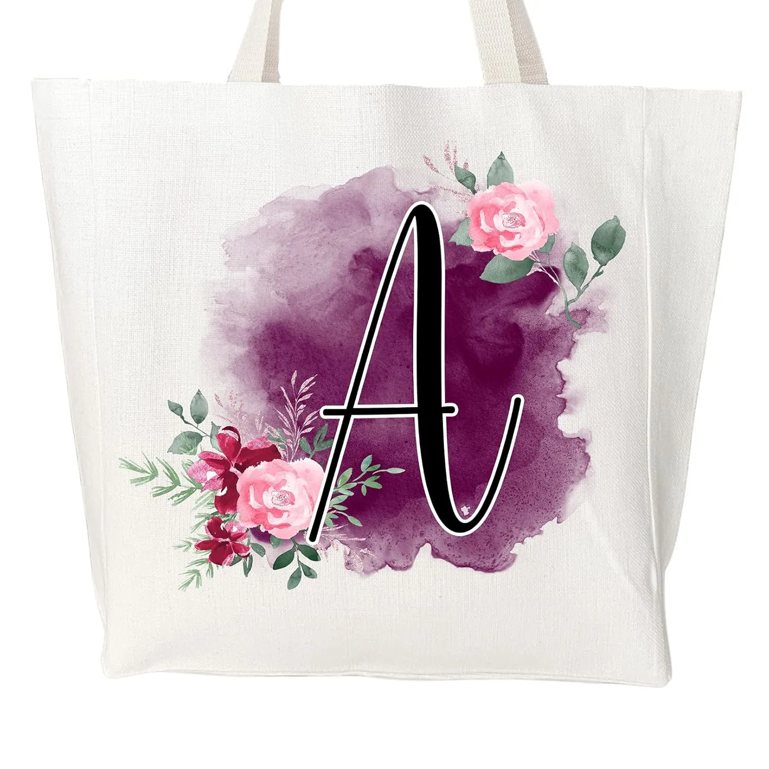 Personalized Tote Bags for Women - Monogram Initial Gifts - Bridesmaid Proposal - Reusable Shopping Bag - CHOOSE FROM 4 COLORS! (Blush, S)