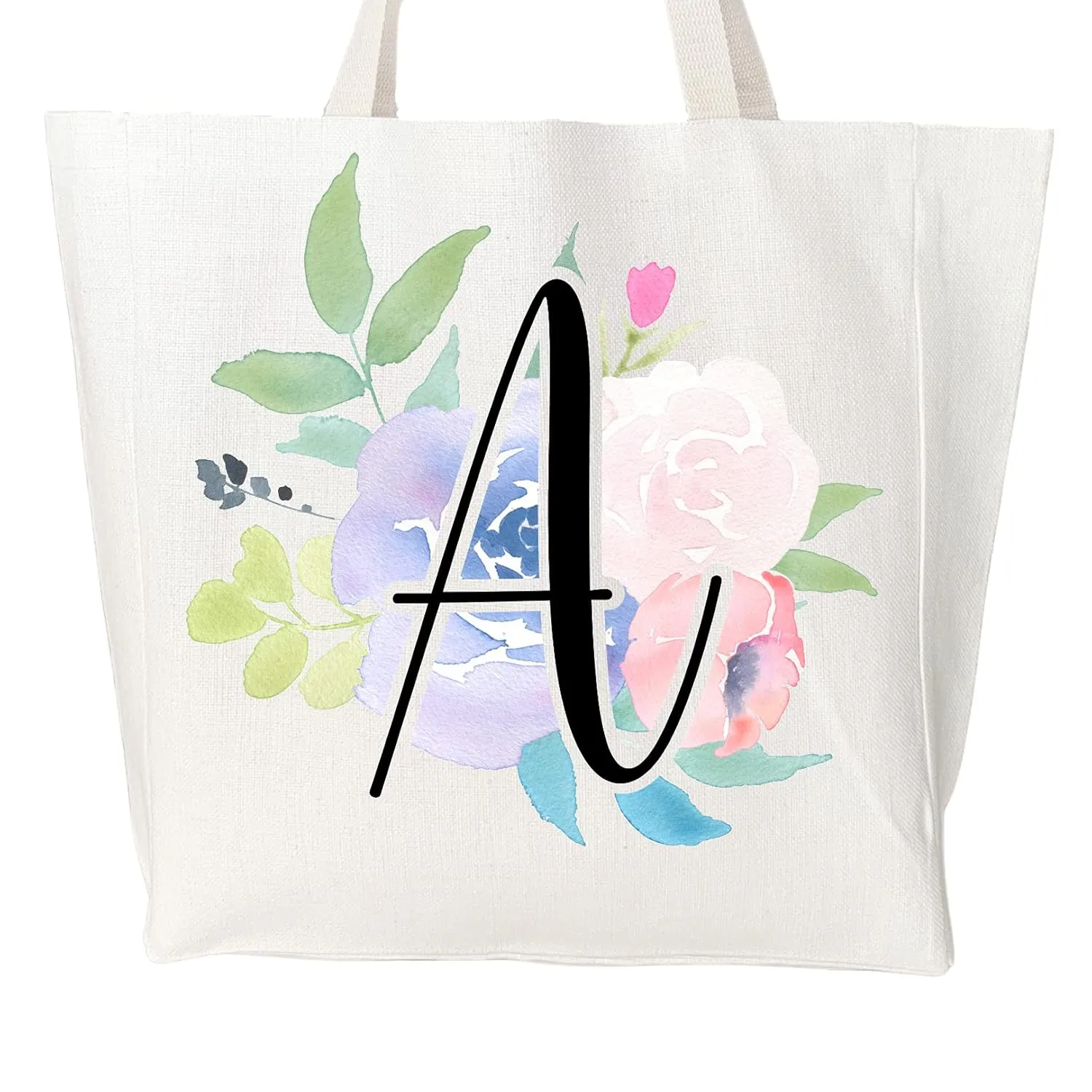 Personalized Tote Bags for Women - Monogram Initial Gifts - Bridesmaid Proposal - Reusable Shopping Bag - CHOOSE FROM 4 COLORS! (Blush, S)