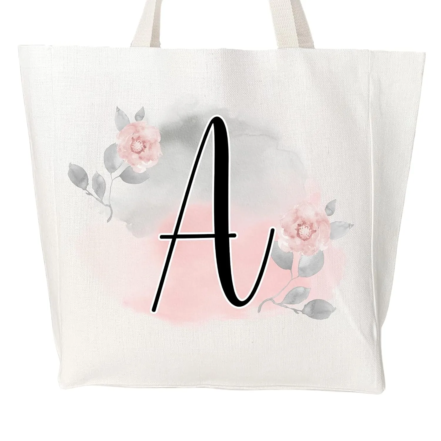 Personalized Tote Bags for Women - Monogram Initial Gifts - Bridesmaid Proposal - Reusable Shopping Bag - CHOOSE FROM 4 COLORS! (Blush, S)