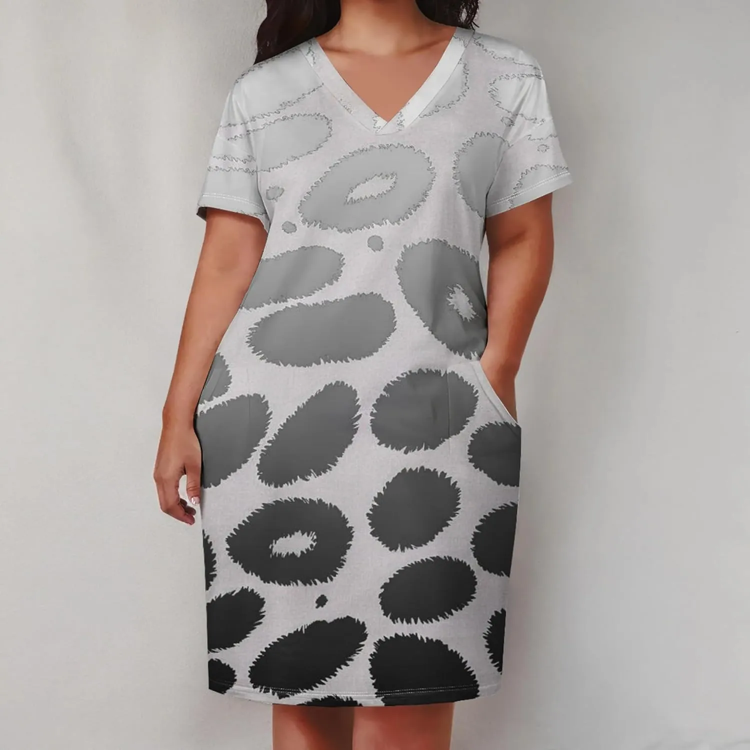 Plus Size Women's Summer Short Sleeve Midi Tshirt Dresses Casual Beach Tunic Tie Dye Boho Sundress with Pockets
