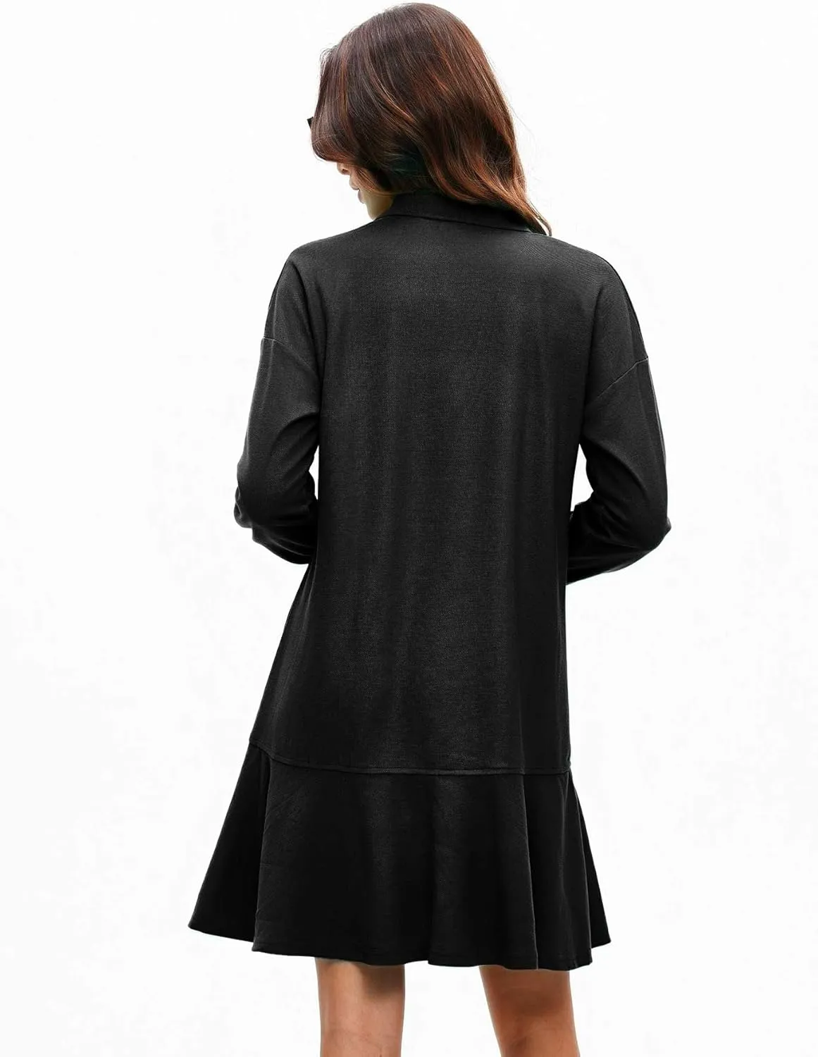 Polo Dress for Women Long Sleeve Ruffle Hem Golf Tennis Workout Dress Spring Mini Dresses