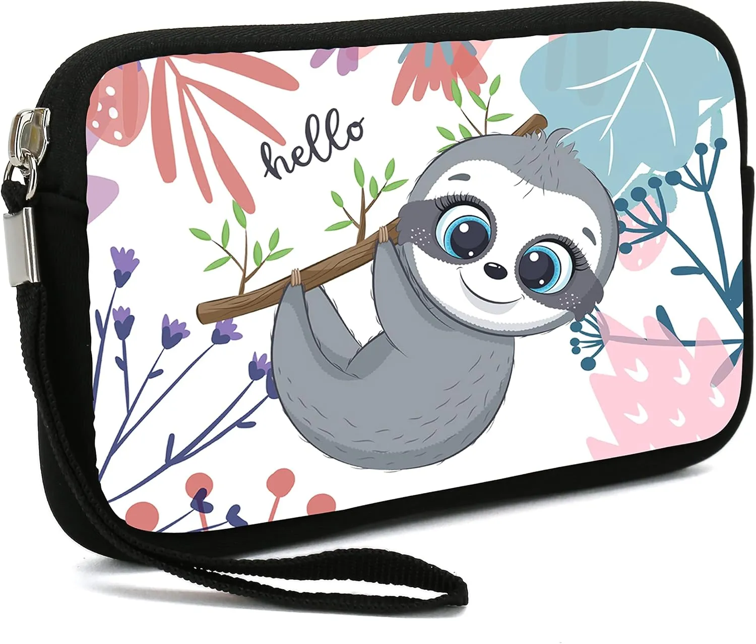 Portable Neoprene Makeup bags for women,Small makeup pouch Travel bagsAll Smartphone Wristlet Wallet Clutch Purse, Coin Pouch(Cute Sloth)