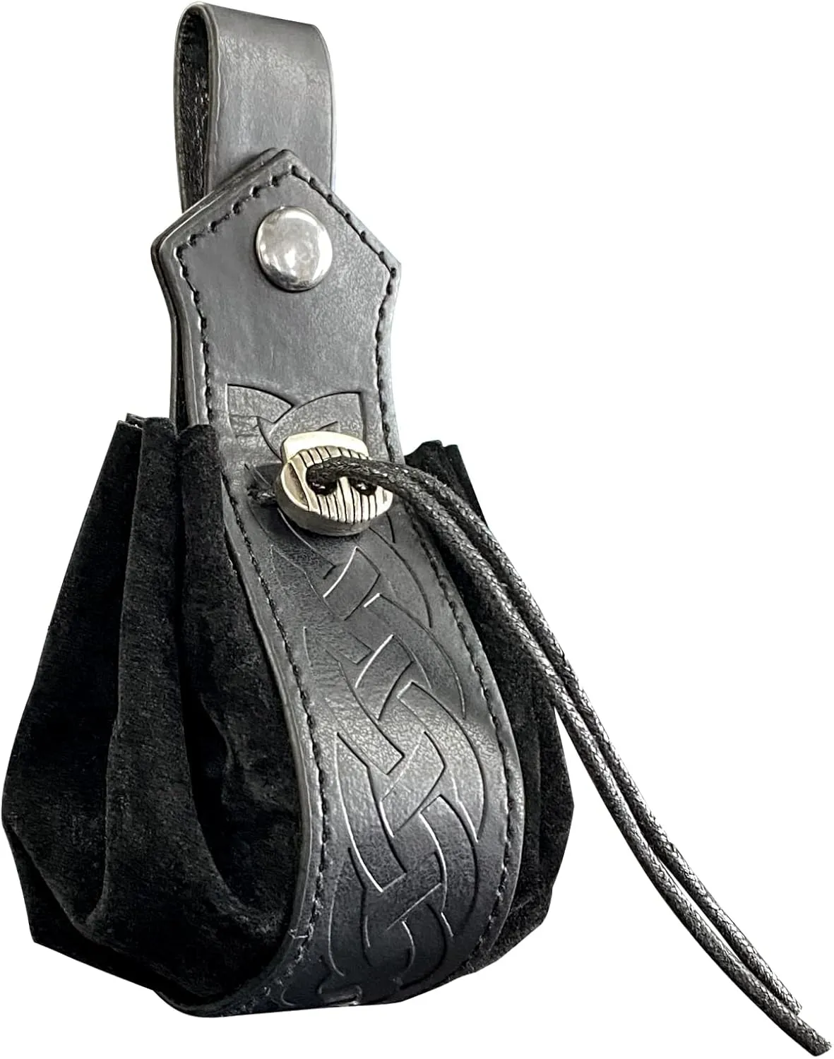 Portable Waist Bag Medieval Faux Leather Drawstring Belt Pouch Renaissance Faire Costume Accessories LARP Vintage Viking Belt Pouch (B)