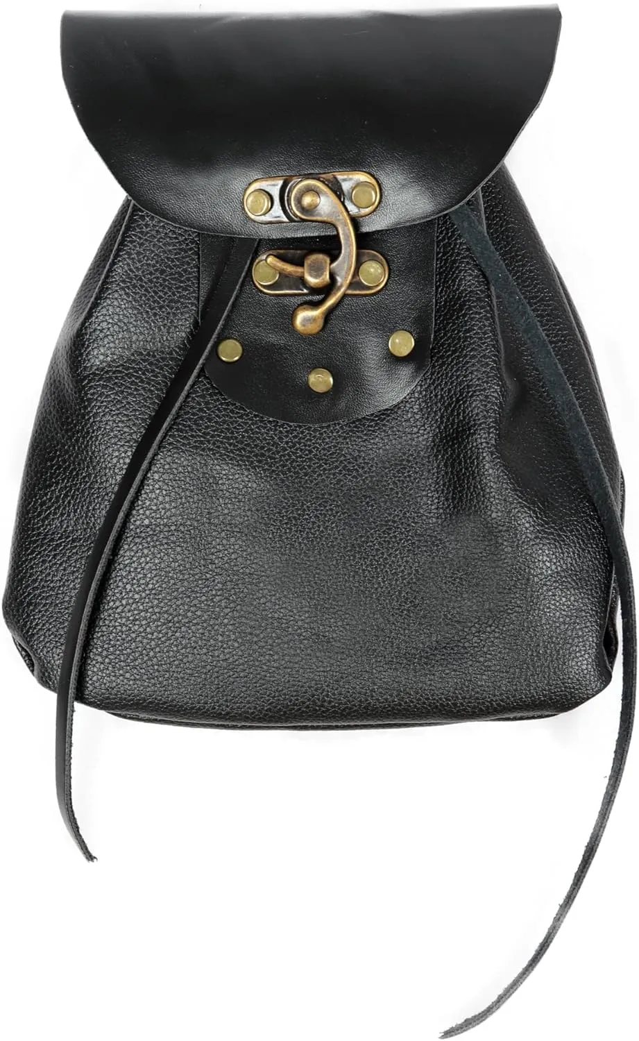 PROCOS Medieval PU Leather Belt Pouch Waist Bag Renaissance Drawstring Vintage Coin Purse for LARP Pirate Steampunk Accessories (Black)