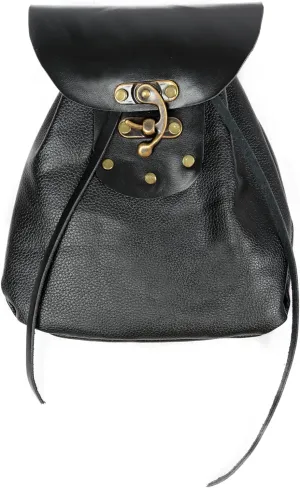 PROCOS Medieval PU Leather Belt Pouch Waist Bag Renaissance Drawstring Vintage Coin Purse for LARP Pirate Steampunk Accessories (Black)