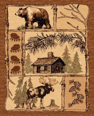 "Bear, Cabin & Moose" Northwoods Area Rug - 2 x 3