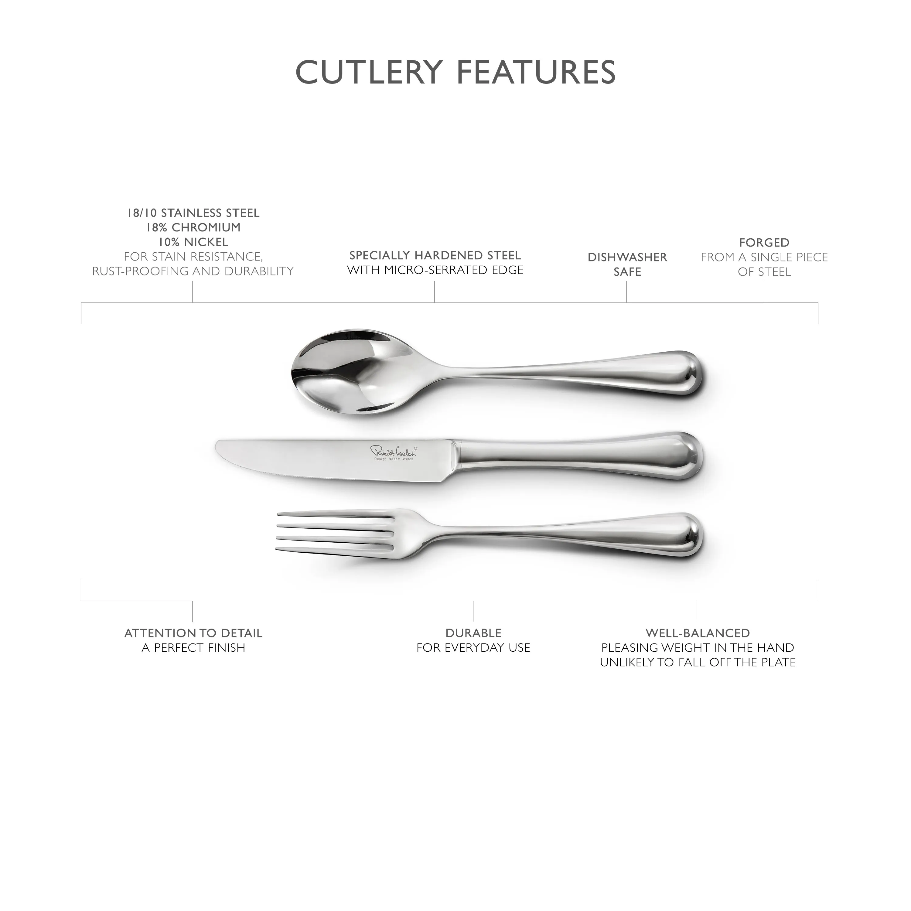 Radford Air Bright Cutlery Sample Set, 3 Piece