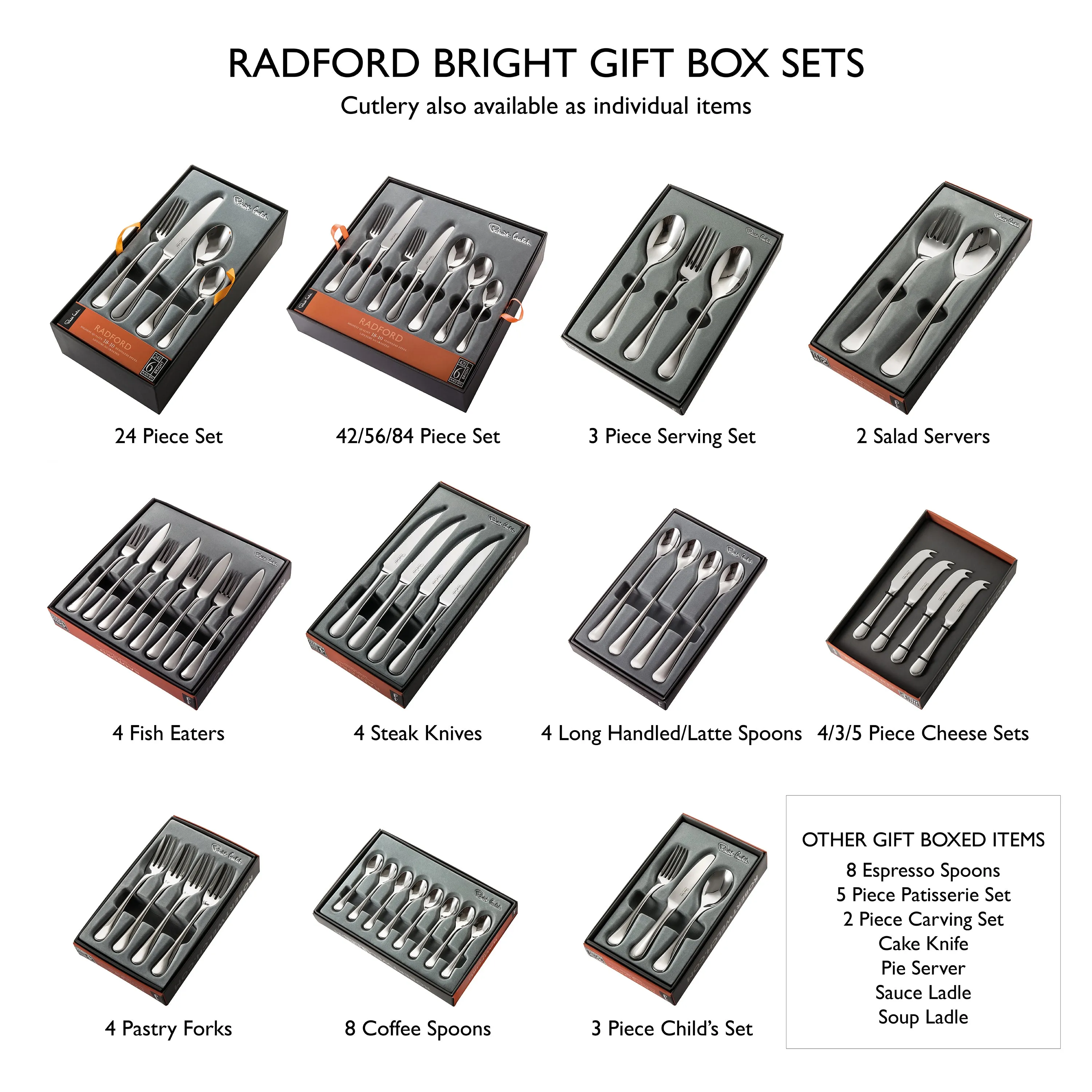 Radford Bright Cutlery Sample Set, 3 Piece