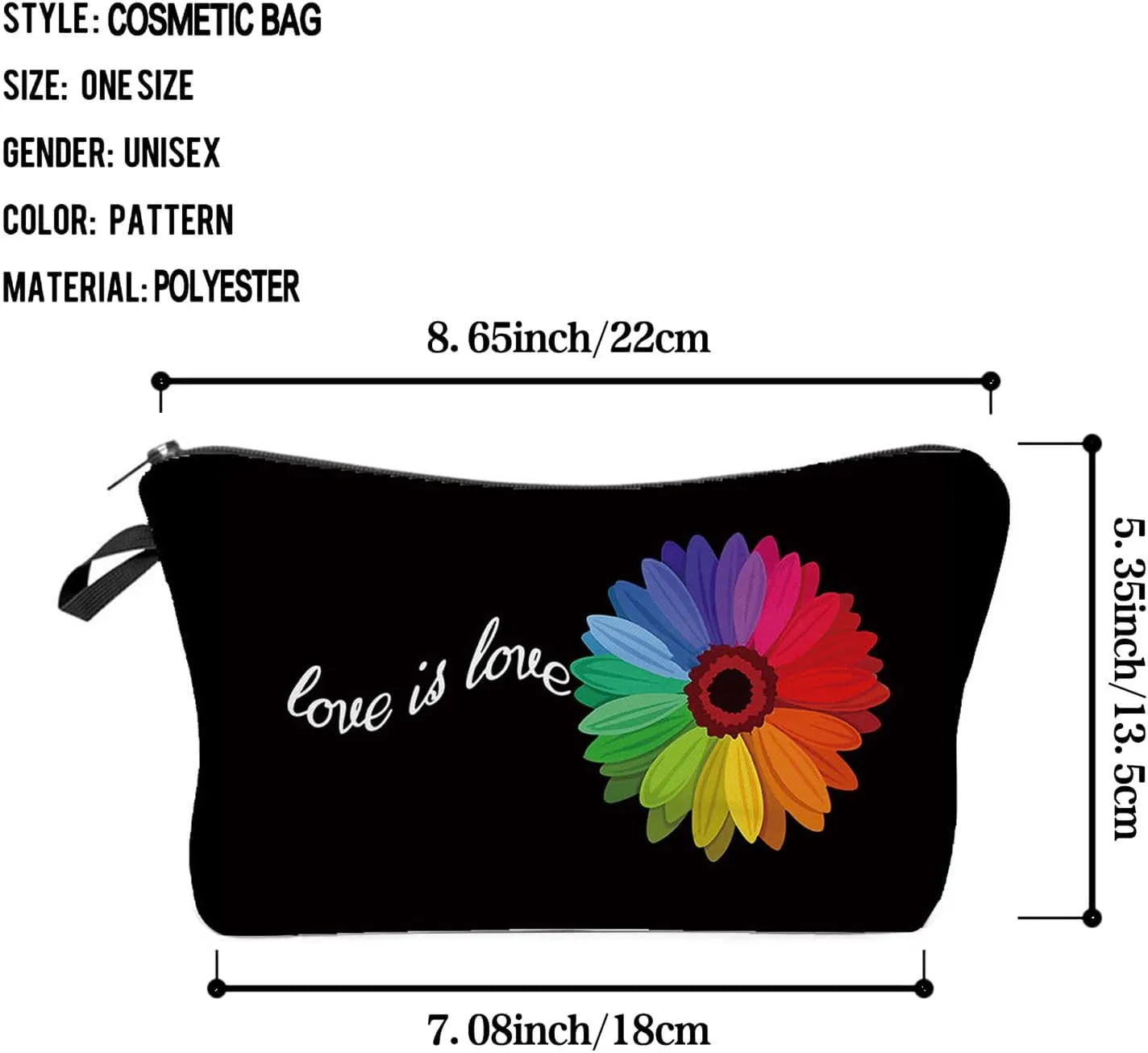 Rainbow Makeup Bag Cute Small Makeup Organizer Bag Accessories Travel Toiletry Zipper Pouch Gift Rainbow Love Is Love Cosmetic Bag for LGBT Women Friends