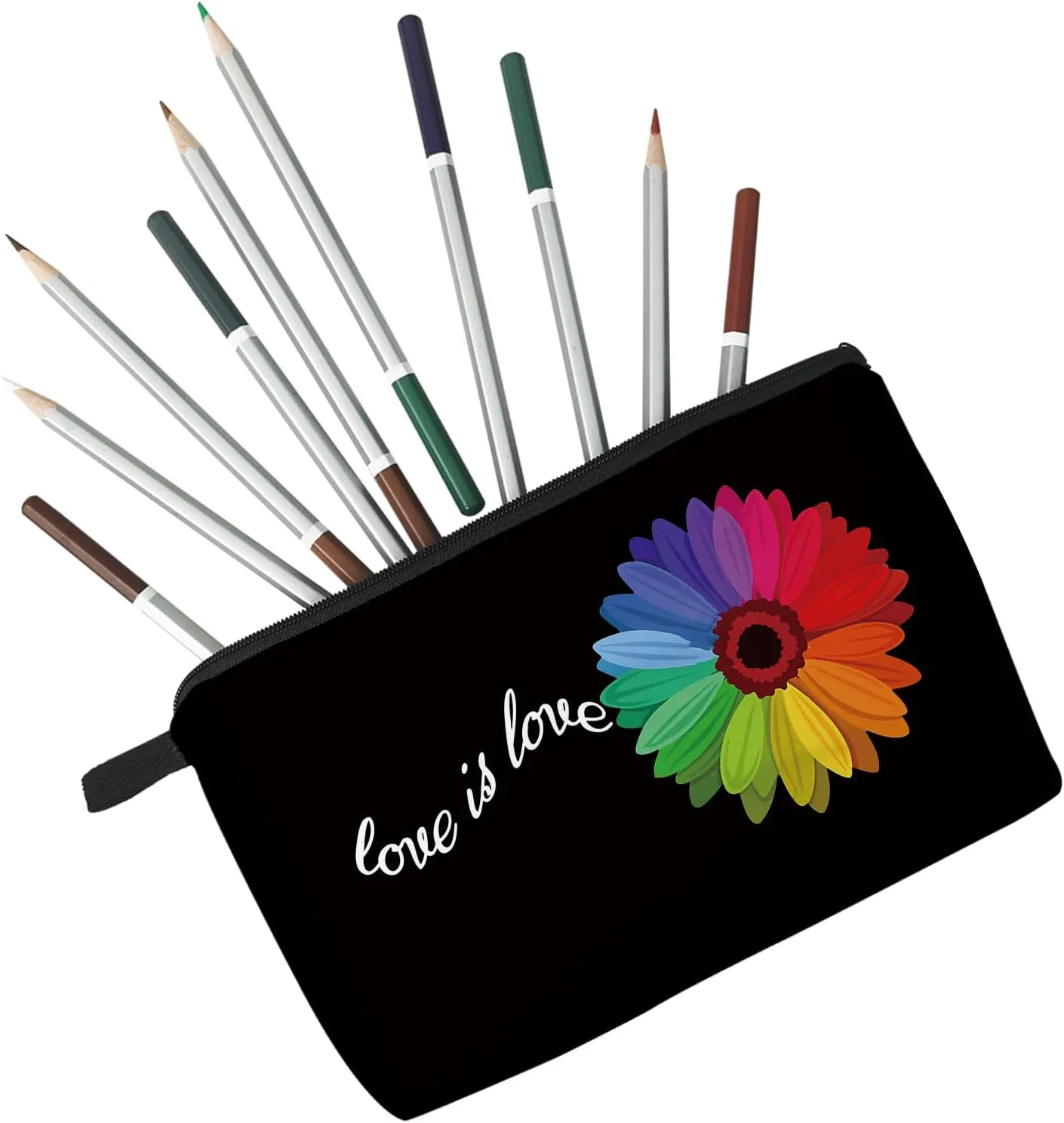 Rainbow Makeup Bag Cute Small Makeup Organizer Bag Accessories Travel Toiletry Zipper Pouch Gift Rainbow Love Is Love Cosmetic Bag for LGBT Women Friends