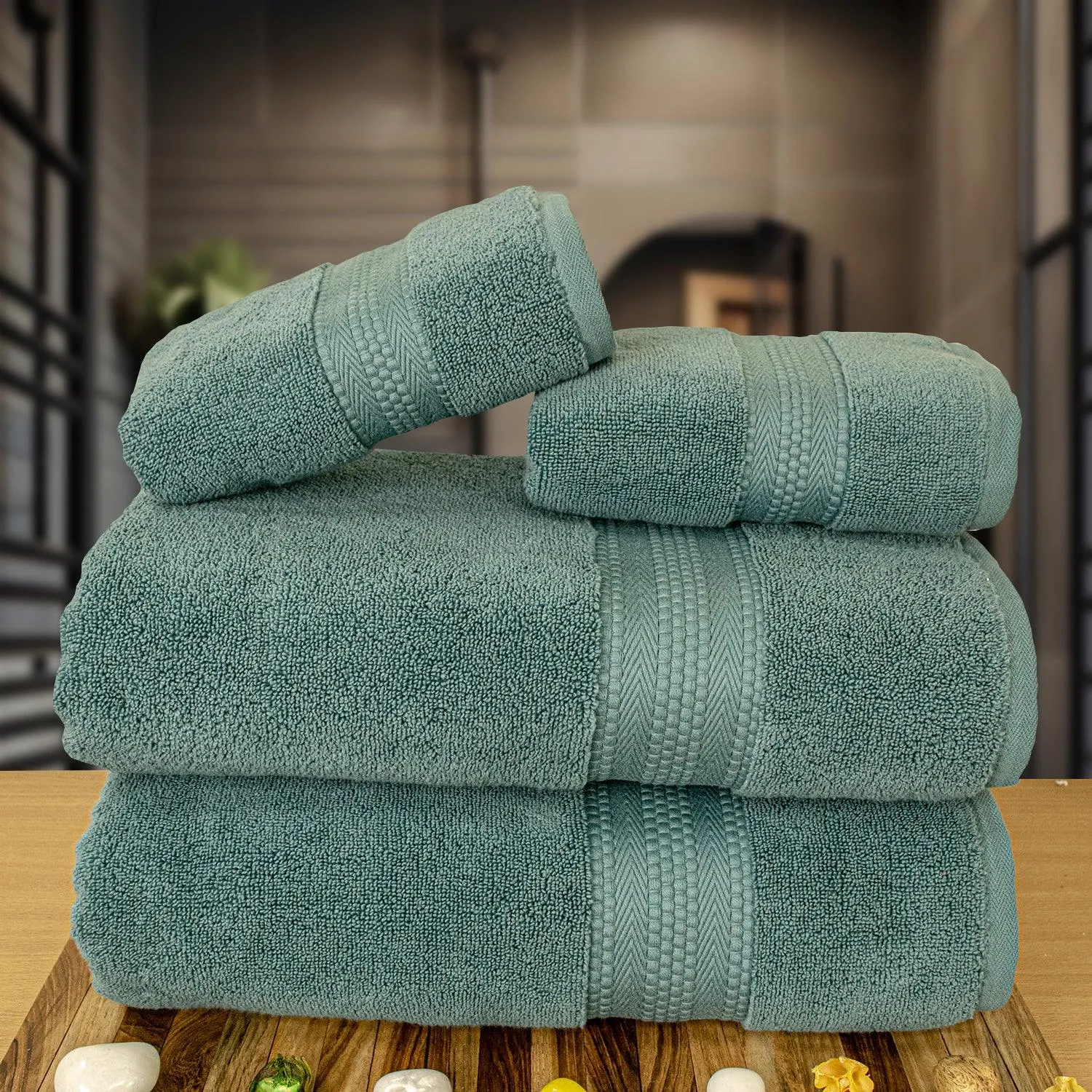 Rangoli Cloud Soft 625 GSM 100% Cotton Towel Set of 4 (2 Bath & 2 Hand )