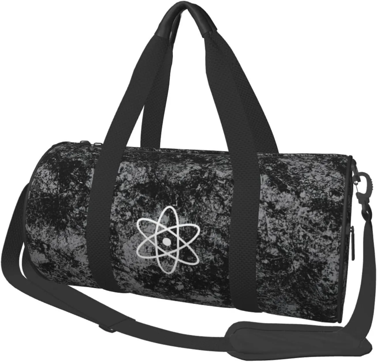 Retro Atomic Atom Symbol Convertible Garment Bag with Shoulder Strap, Carry on Garment Duffel Bag for Men Women - Rolling Foldable for Travel Luggage Bags (Black)