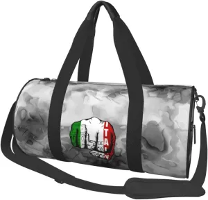 Roman Colosseum Italian Flag Fist Power Convertible Garment Bag with Shoulder Strap, Carry on Garment Duffel Bag for Men Women - Rolling Foldable for Travel Luggage Bags (Black)