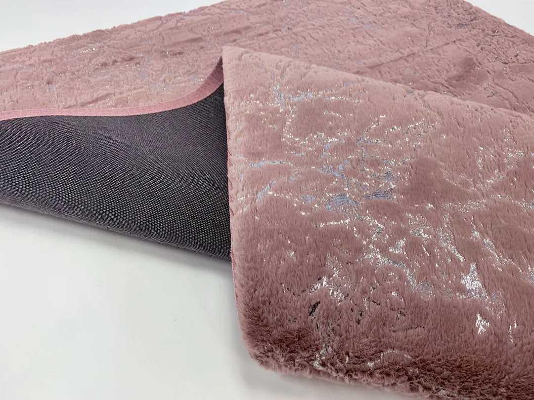 Rose Silver Soft Cozy Fuzzy Faux Fur Area Rug / Carpet