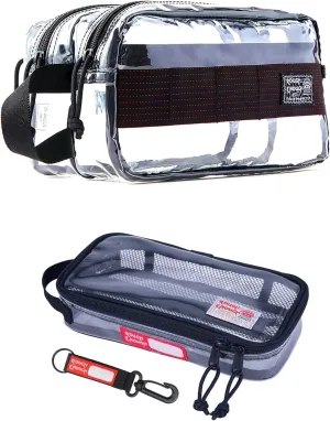 Rough Enough Clear Toiletry Bags for Travelling with Handle Bundle Set