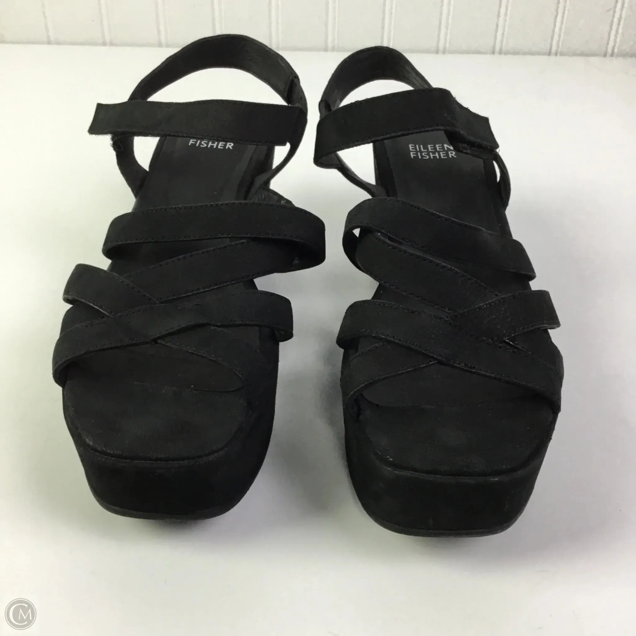 Sandals Heels Platform By Eileen Fisher In Black, Size: 8