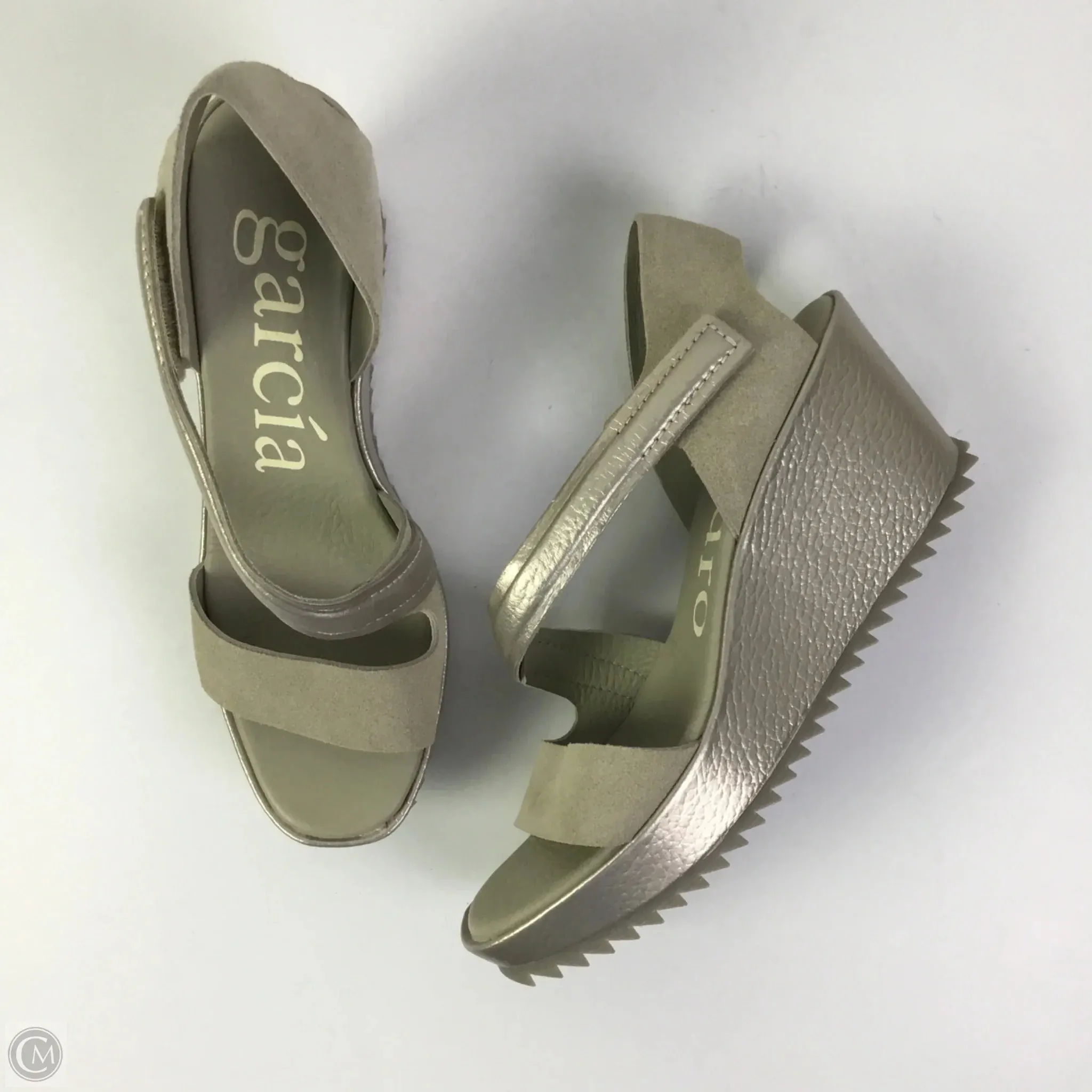 Sandals Heels Wedge By Cma In Grey, Size: 8.5