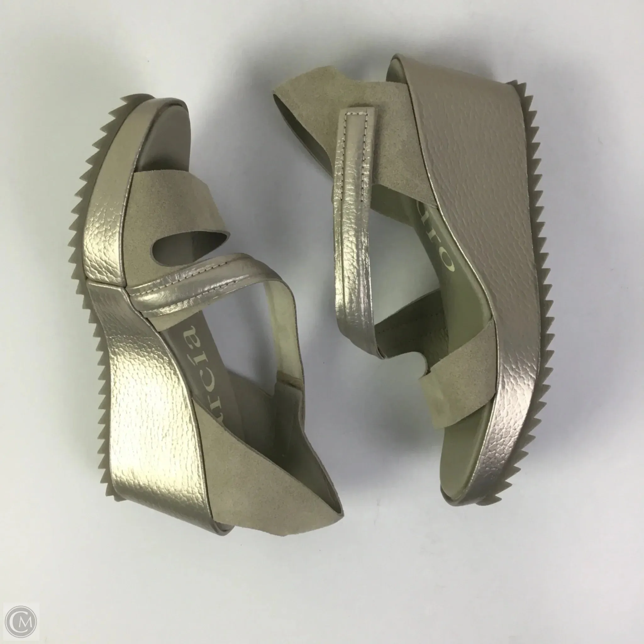 Sandals Heels Wedge By Cma In Grey, Size: 8.5