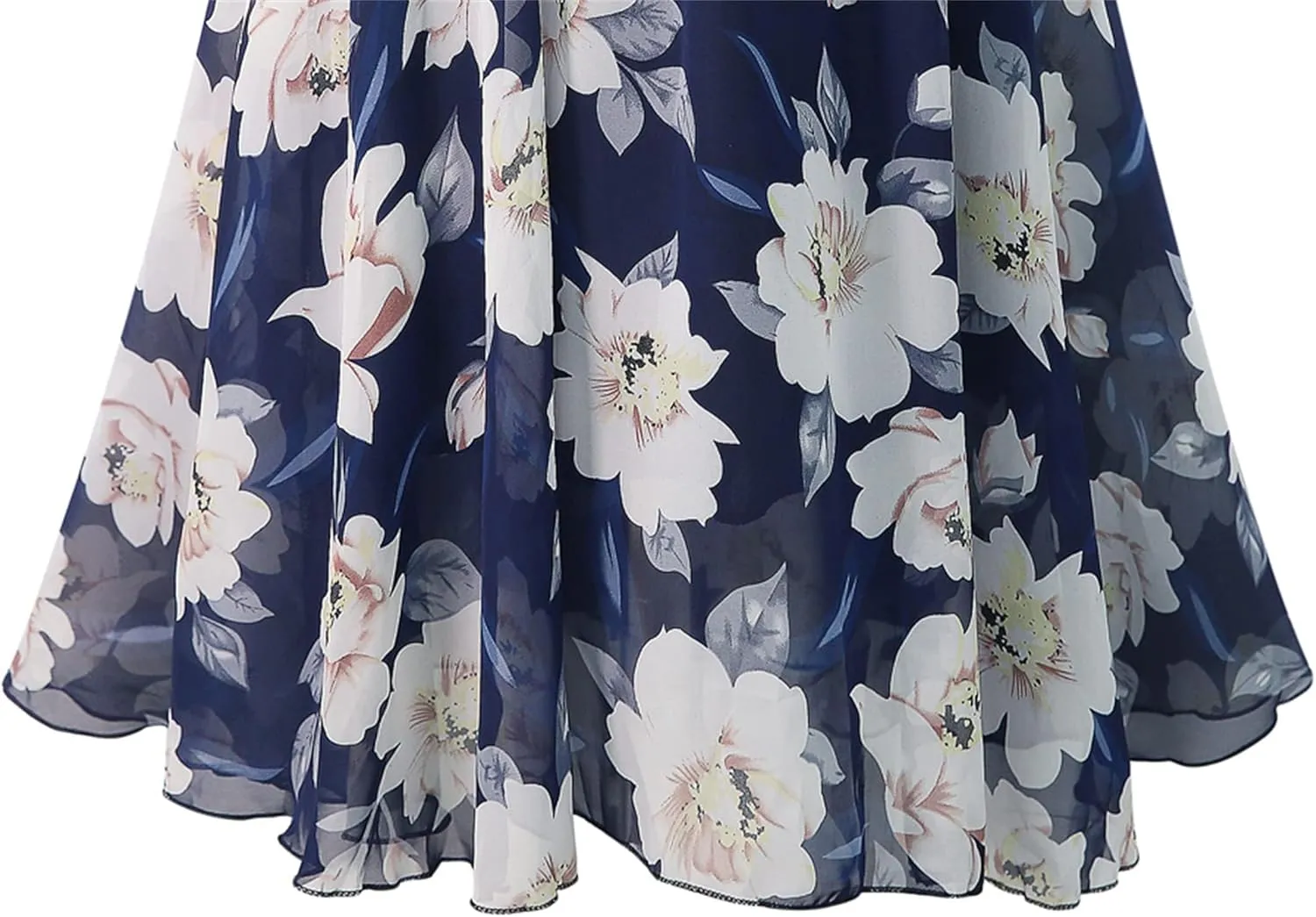 SANGTREE Women's Chiffon Skirt Flowy Floral Midi Maxi Elastic Pleated High Waist Swing Printed Belted Skirt