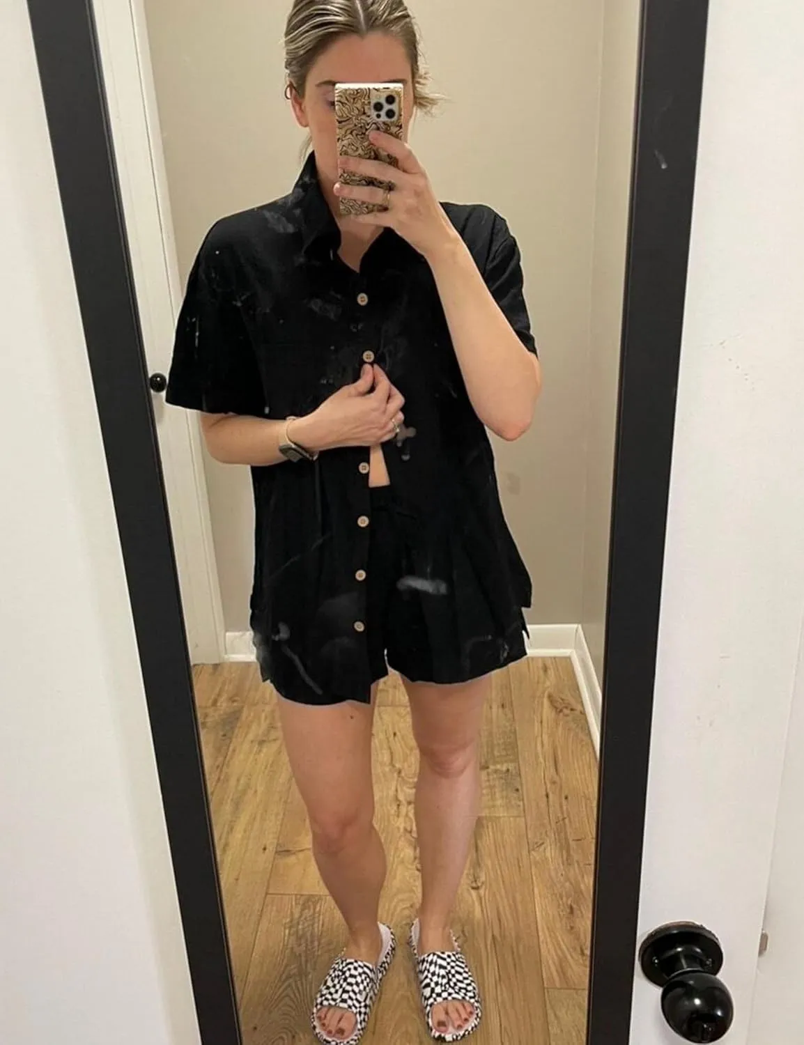 SeekMe Linen Short Sets for Women Short Sleeve Top Shorts 2 Piece Summer Beach Vacation Outfits Lounge Tracksuits