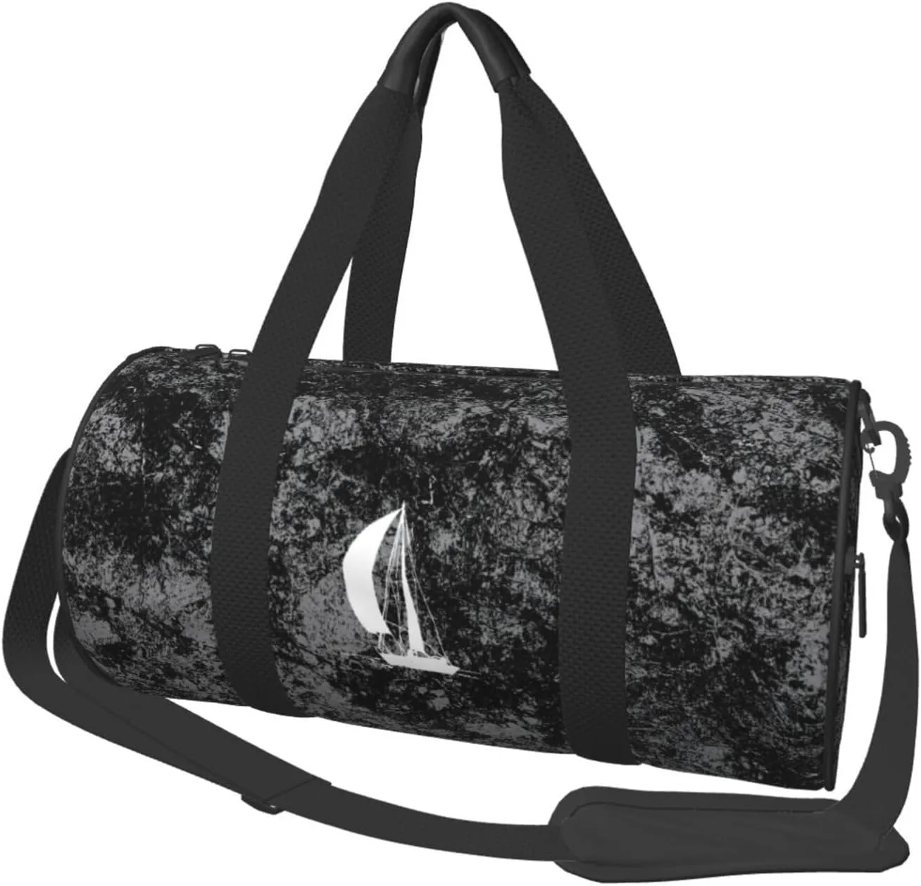 Silhouette of Sailboat Convertible Garment Bag with Shoulder Strap, Carry on Garment Duffel Bag for Men Women - Rolling Foldable for Travel Luggage Bags (Black)