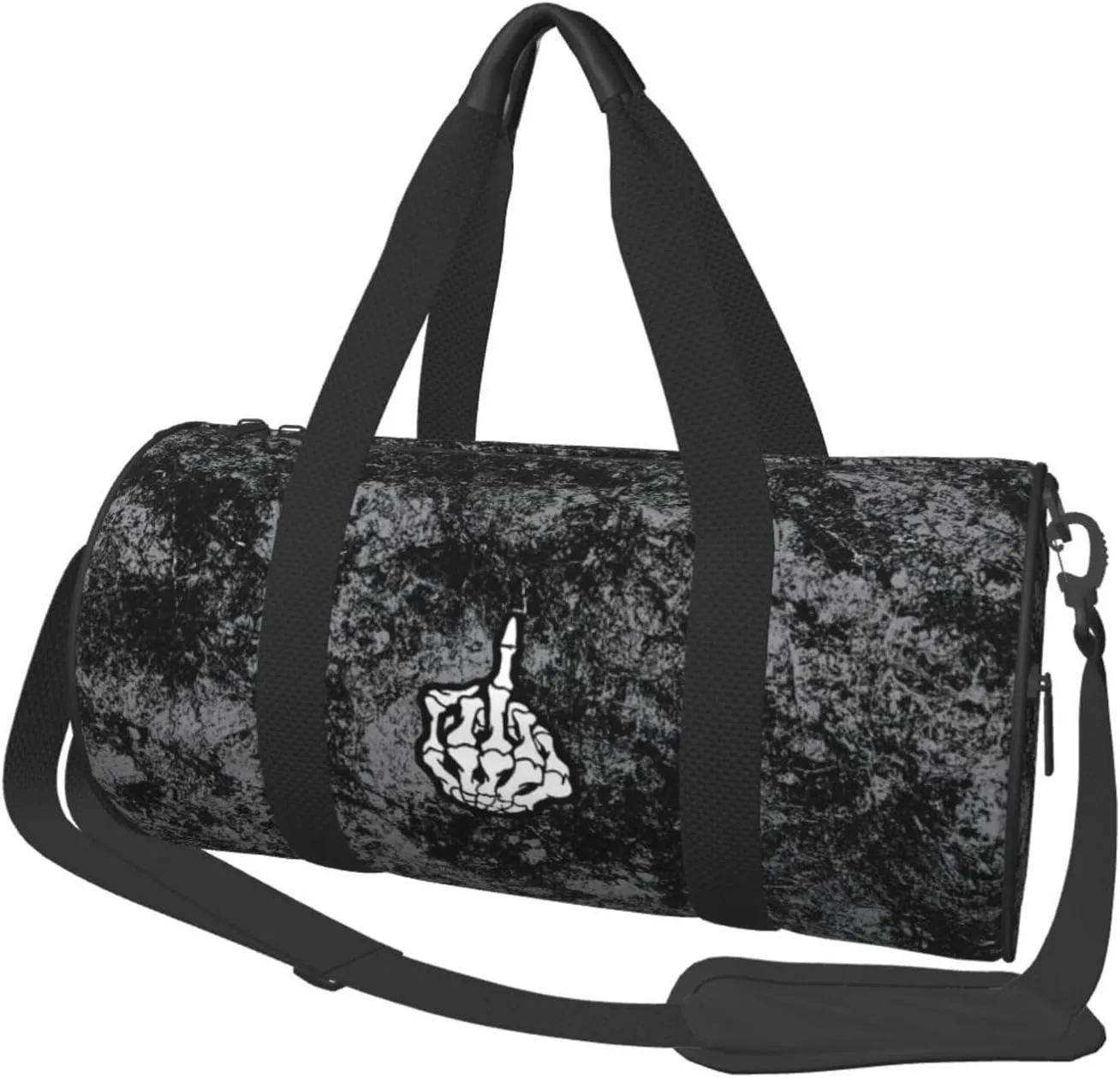Skeleton Middle Finger Convertible Garment Bag with Shoulder Strap, Carry on Garment Duffel Bag for Men Women - Rolling Foldable for Travel Luggage Bags (Black)