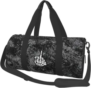 Skeleton Middle Finger Convertible Garment Bag with Shoulder Strap, Carry on Garment Duffel Bag for Men Women - Rolling Foldable for Travel Luggage Bags (Black)