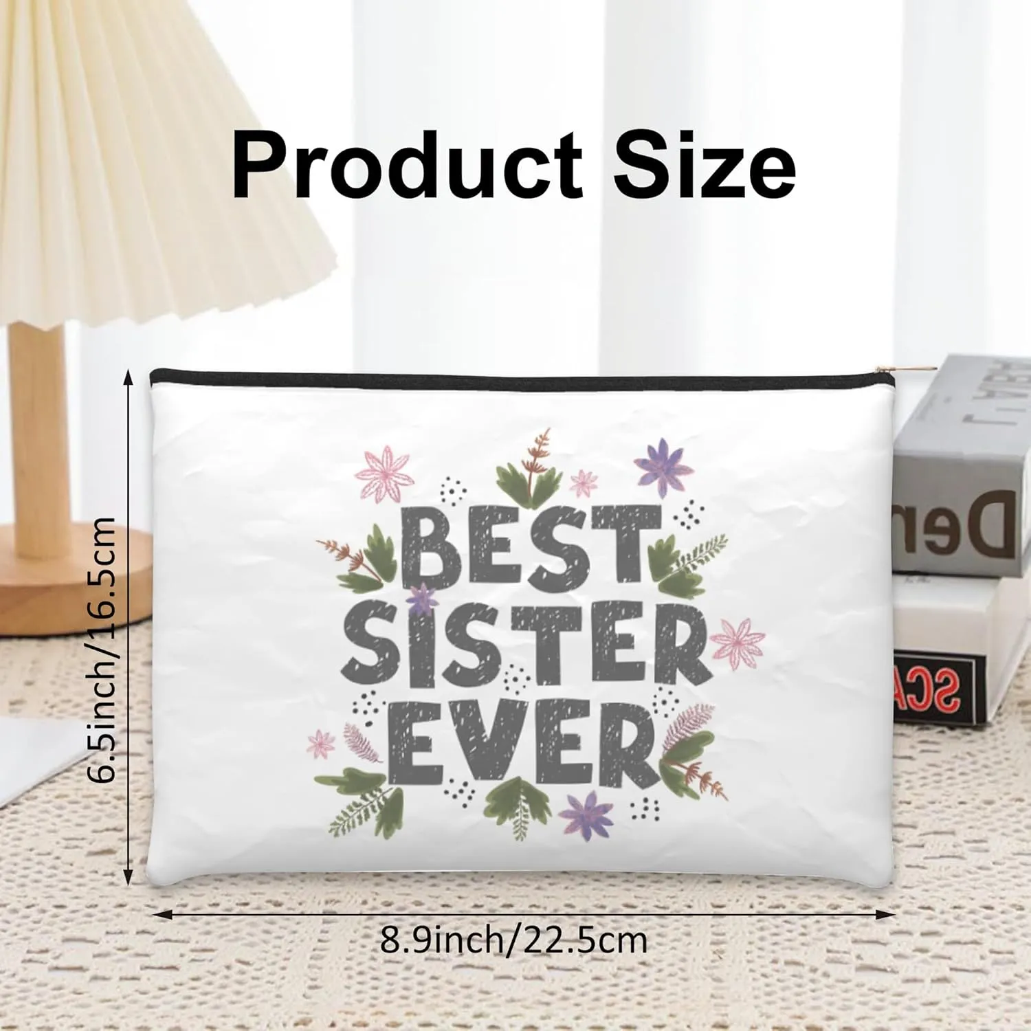 Small Makeup Bag Best Sister Ever Cosmetic Bag for Women Portable Purse Travel Toiletry Bag Accessories Organizer Zipper Pouch