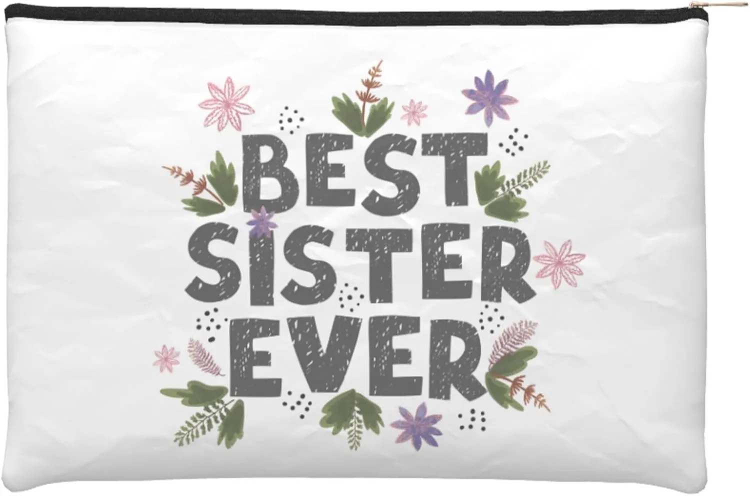 Small Makeup Bag Best Sister Ever Cosmetic Bag for Women Portable Purse Travel Toiletry Bag Accessories Organizer Zipper Pouch
