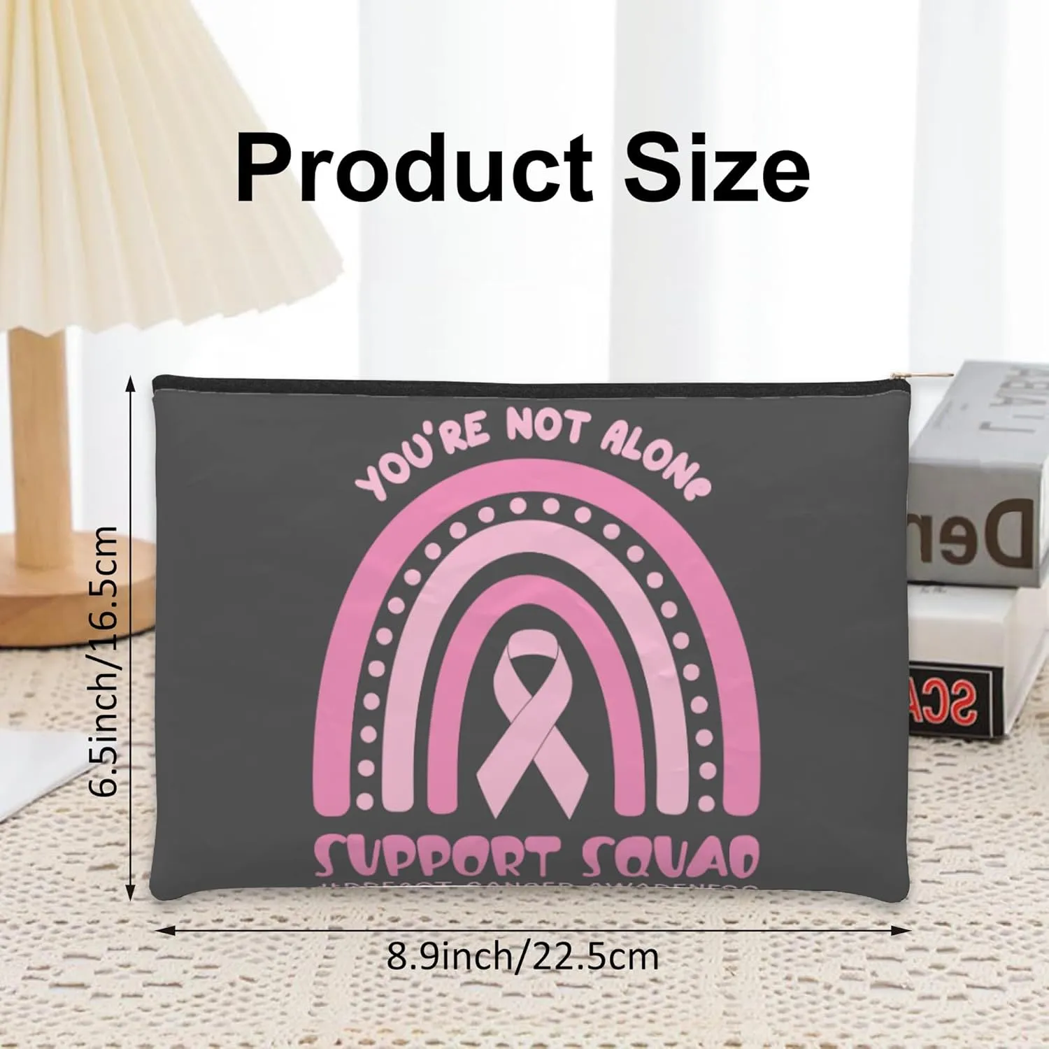 Small Makeup Bag Breast Cancer Ribbon Cosmetic Bag for Women Portable Purse Travel Toiletry Bag Accessories Organizer Zipper Pouch