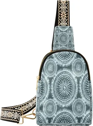 Small Sling Bag Waist Packs Leather Crossbody Packs Chest Bag Roman Style Pattern for Women Travel Belt Purse