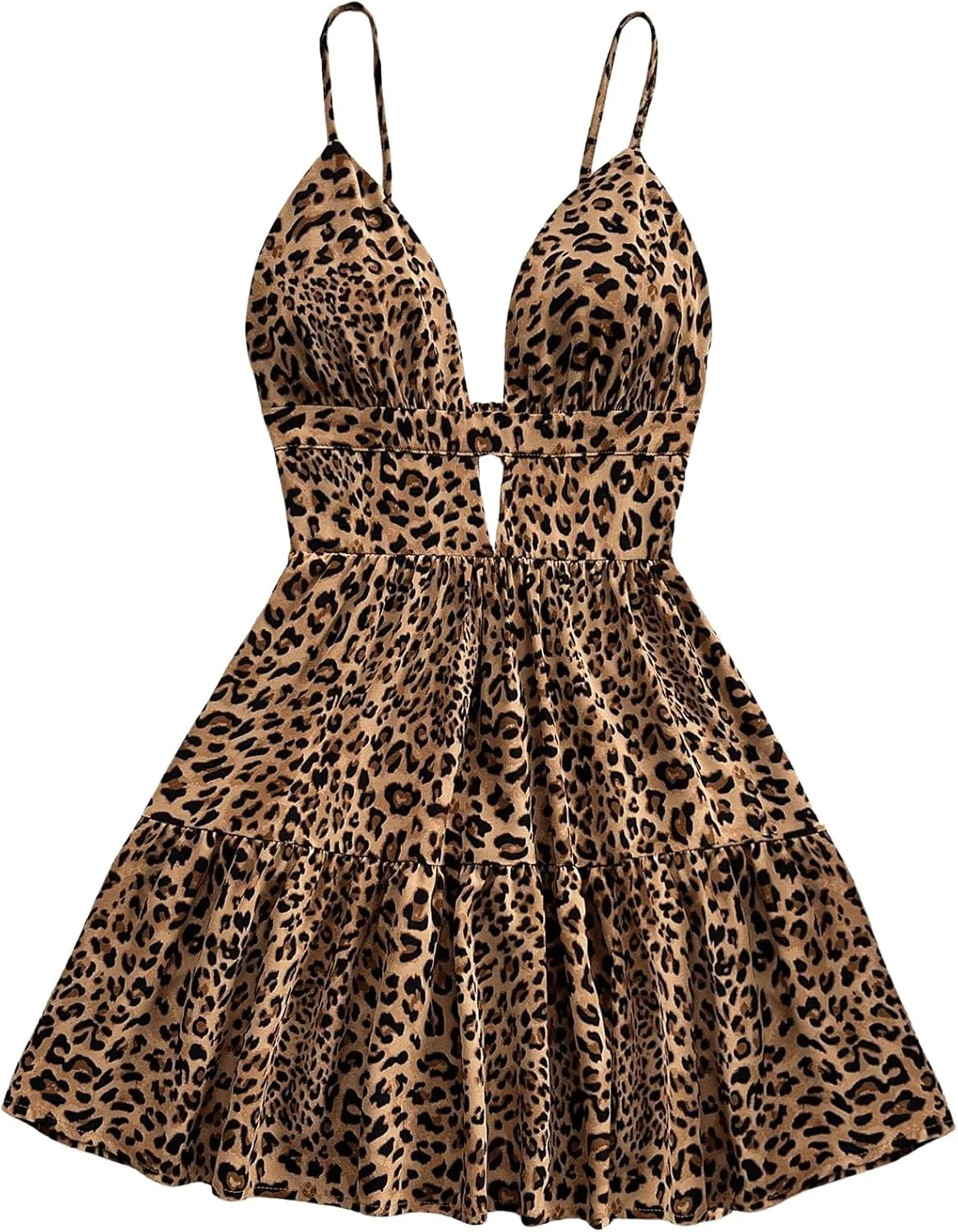 SOLY HUX Women's Summer Mini Dresses Printed V Neck Spaghetti Straps Party Beach Cami Dresses