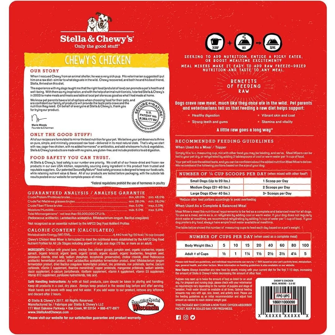 Stella & Chewy's Meal Mixers Chewy's Chicken Freeze-Dried Dog Food Topper
