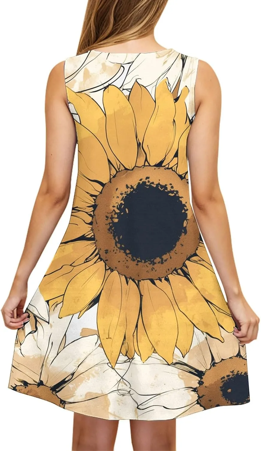 Summer Dresses for Women 2025 Short Crewneck Sleeveless Sundresses Casual Vacation Floral Boho Beach Dress Cover Up