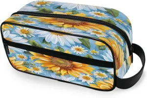 Sunflowers and Daisies Travel Toiletry Bag for Women Men, Hanging Cosmetic Bag, Water Resistant Shaving Bag for Toiletries Accessories