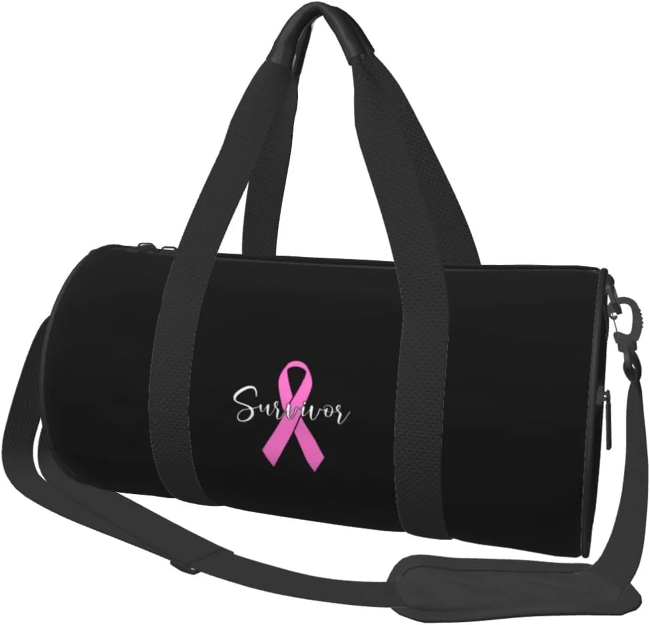 Survivor Breast Cancer Awareness Convertible Garment Bag with Shoulder Strap, Carry on Garment Duffel Bag for Men Women - Rolling Foldable for Travel Luggage Bags (Black)